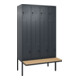 C+P Z-Spind Classic PLUS, Bank, 8 Fächer, 2120x1200x815mm, 7016/7016 Verschluss Sicherheits-Drehriegel Sitzbanktyp auskragend Material Sitzfläche Buche-Hartholz-1