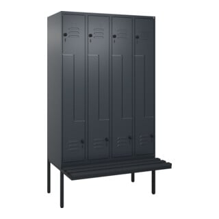 C+P Z-Spind Classic PLUS, Bank, 8 Fächer, 2120x1200x815mm, 7016/7016 Verschluss Sicherheits-Drehriegel Sitzbanktyp auskragend Material Sitzfläche Kunststoff