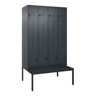 C+P Z-Spind Classic PLUS, Bank, 8 Fächer, 2120x1200x815mm, 7016/7016 Verschluss Sicherheits-Drehriegel Sitzbanktyp untergebaut Material Sitzfläche Kunststoff
