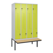 C+P Z-Spind Classic PLUS, Bank, 8 Fächer, 2120x1200x815mm, 7035/0024 Verschluss Sicherheits-Drehriegel Sitzbanktyp auskragend Material Sitzfläche Buche-Hartholz