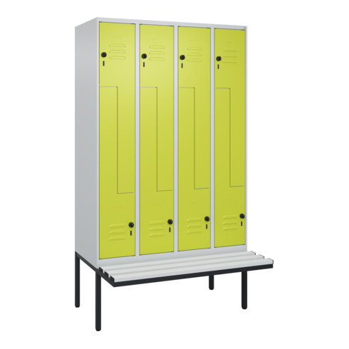 C+P Z-Spind Classic PLUS, Bank, 8 Fächer, 2120x1200x815mm, 7035/0024 Verschluss Sicherheits-Drehriegel Sitzbanktyp auskragend Material Sitzfläche Kunststoff