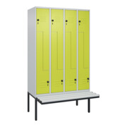 C+P Z-Spind Classic PLUS, Bank, 8 Fächer, 2120x1200x815mm, 7035/0024 Verschluss Sicherheits-Drehriegel Sitzbanktyp auskragend Material Sitzfläche Kunststoff