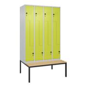 C+P Z-Spind Classic PLUS, Bank, 8 Fächer, 2120x1200x815mm, 7035/0024 Verschluss Sicherheits-Drehriegel Sitzbanktyp untergebaut Material Sitzfläche Buche-Hartholz