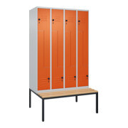C+P Z-Spind Classic PLUS, Bank, 8 Fächer, 2120x1200x815mm, 7035/2004 Verschluss Sicherheits-Drehriegel Sitzbanktyp untergebaut Material Sitzfläche Buche-Hartholz