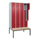 C+P Z-Spind Classic PLUS, Bank, 8 Fächer, 2120x1200x815mm, 7035/3003 Verschluss Sicherheits-Drehriegel Sitzbanktyp untergebaut Material Sitzfläche Buche-Hartholz