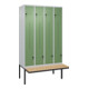 C+P Z-Spind Classic PLUS, Bank, 8 Fächer, 2120x1200x815mm, 7035/6011 Verschluss Sicherheits-Drehriegel Sitzbanktyp auskragend Material Sitzfläche Buche-Hartholz-1