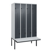 C+P Z-Spind Classic PLUS, Bank, 8 Fächer, 2120x1200x815mm, 7035/7016 Verschluss Sicherheits-Drehriegel Sitzbanktyp auskragend Material Sitzfläche Kunststoff