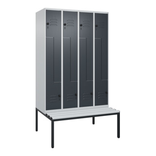C+P Z-Spind Classic PLUS, Bank, 8 Fächer, 2120x1200x815mm, 7035/7016 Verschluss Sicherheits-Drehriegel Sitzbanktyp untergebaut Material Sitzfläche Kunststoff