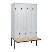 C+P Z-Spind Classic PLUS, Bank, 8 Fächer, 2120x1200x815mm, 7035/7035 Verschluss Sicherheits-Drehriegel Sitzbanktyp auskragend Material Sitzfläche Buche-Hartholz