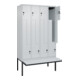 C+P Z-Spind Classic PLUS, Bank, 8 Fächer, 2120x1200x815mm, 7035/7035 Verschluss Sicherheits-Drehriegel Sitzbanktyp auskragend Material Sitzfläche Kunststoff-2