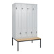 C+P Z-Spind Classic PLUS, Bank, 8 Fächer, 2120x1200x815mm, 7035/7035 Verschluss Sicherheits-Drehriegel Sitzbanktyp untergebaut Material Sitzfläche Buche-Hartholz-1