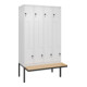 C+P Z-Spind Classic PLUS, Bank, 8 Fächer, 2120x1200x815mm, 9016/9016 Verschluss Sicherheits-Drehriegel Sitzbanktyp auskragend Material Sitzfläche Buche-Hartholz-1