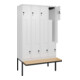 C+P Z-Spind Classic PLUS, Bank, 8 Fächer, 2120x1200x815mm, 9016/9016 Verschluss Sicherheits-Drehriegel Sitzbanktyp auskragend Material Sitzfläche Buche-Hartholz-2