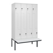 C+P Z-Spind Classic PLUS, Bank, 8 Fächer, 2120x1200x815mm, 9016/9016 Verschluss Sicherheits-Drehriegel Sitzbanktyp auskragend Material Sitzfläche Kunststoff