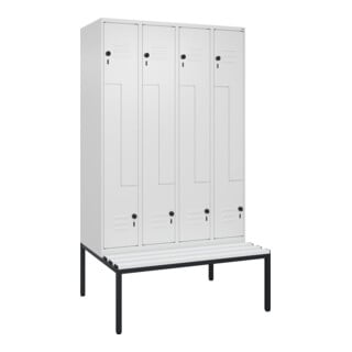C+P Z-Spind Classic PLUS, Bank, 8 Fächer, 2120x1200x815mm, 9016/9016 Verschluss Sicherheits-Drehriegel Sitzbanktyp untergebaut Material Sitzfläche Kunststoff