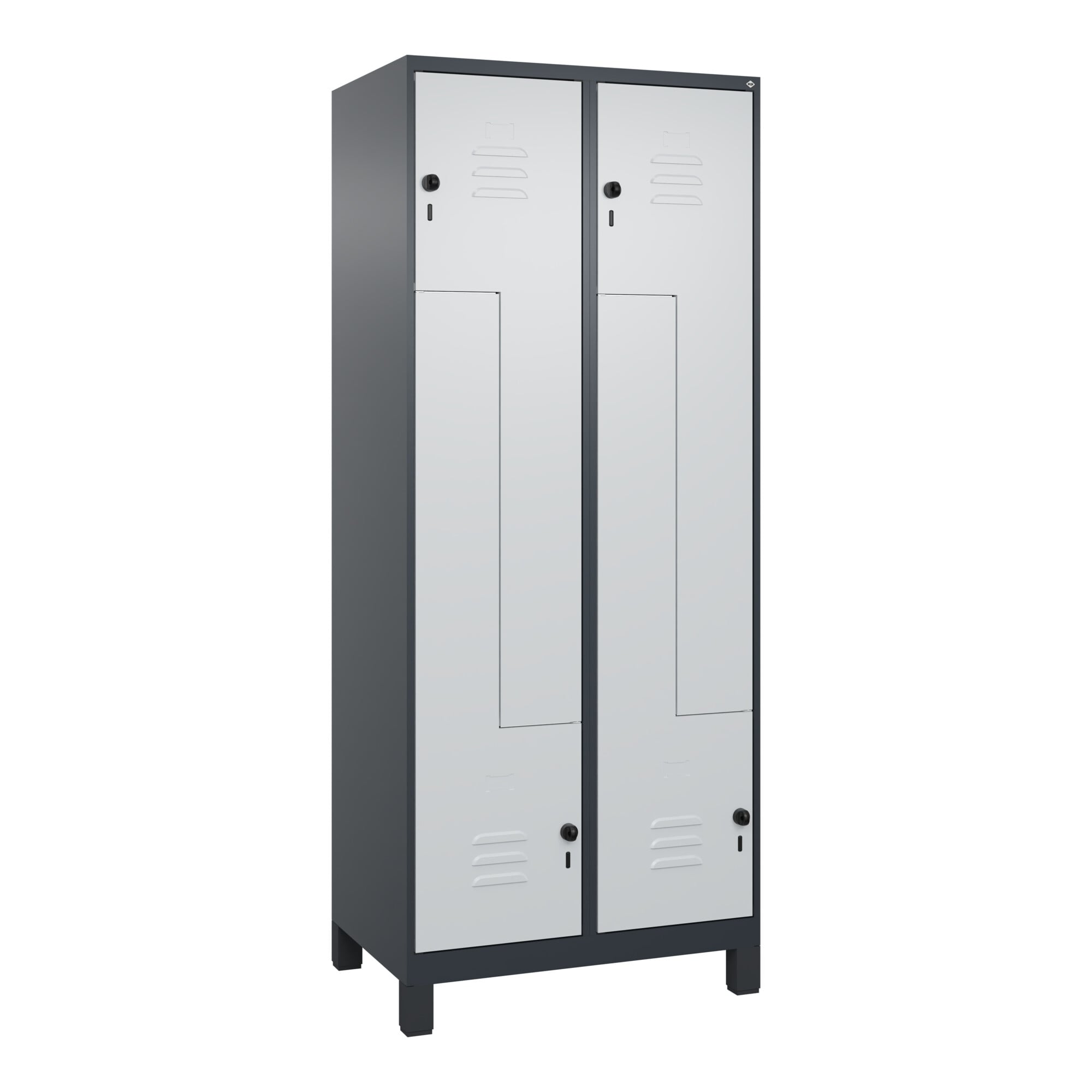 C+P Z-Spind, Classic PLUS, Füße, 4 Fächer, 1950x800x500mm, 7016/7035 Verschluss Sicherheits-Drehriegel ; C + P Möbelsysteme