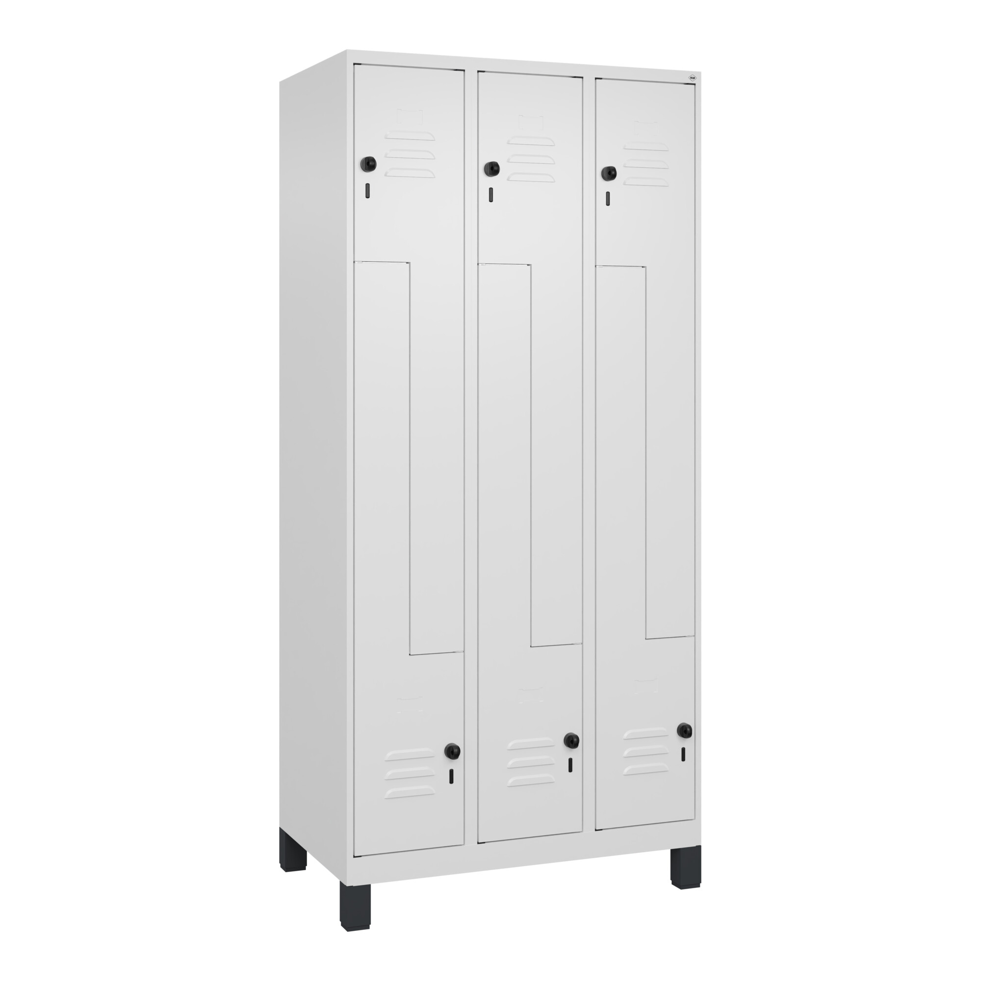 C+P Z-Spind, Classic PLUS, Füße, 6 Fächer, 1950x900x500mm, 9016/9016 Verschluss Sicherheits-Drehriegel ; C + P Möbelsysteme