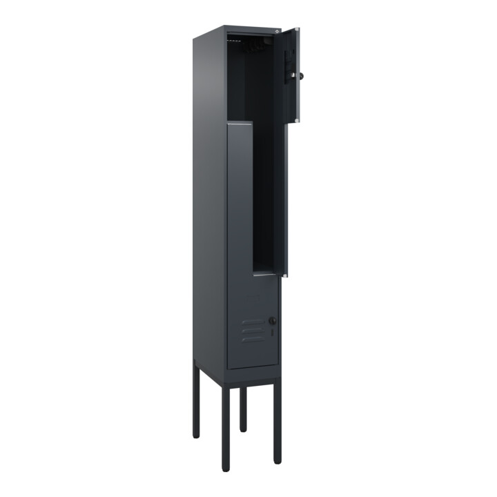 C+P Z-Spind Classic PLUS, Gestell, 2 Fächer, 2120x300x500mm, 7016/7016 Verschluss Sicherheits-Drehriegel