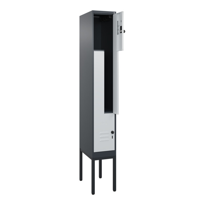 C+P Z-Spind Classic PLUS, Gestell, 2 Fächer, 2120x300x500mm, 7016/7035 Verschluss Sicherheits-Drehriegel
