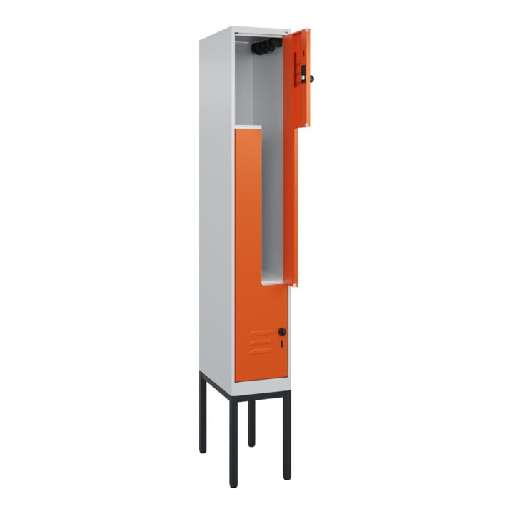 C+P Z-Spind Classic PLUS, Gestell, 2 Fächer, 2120x300x500mm, 7035/2004 Verschluss Sicherheits-Drehriegel