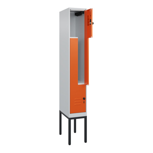 C+P Z-Spind Classic PLUS, Gestell, 2 Fächer, 2120x300x500mm, 7035/2004 Verschluss Sicherheits-Drehriegel