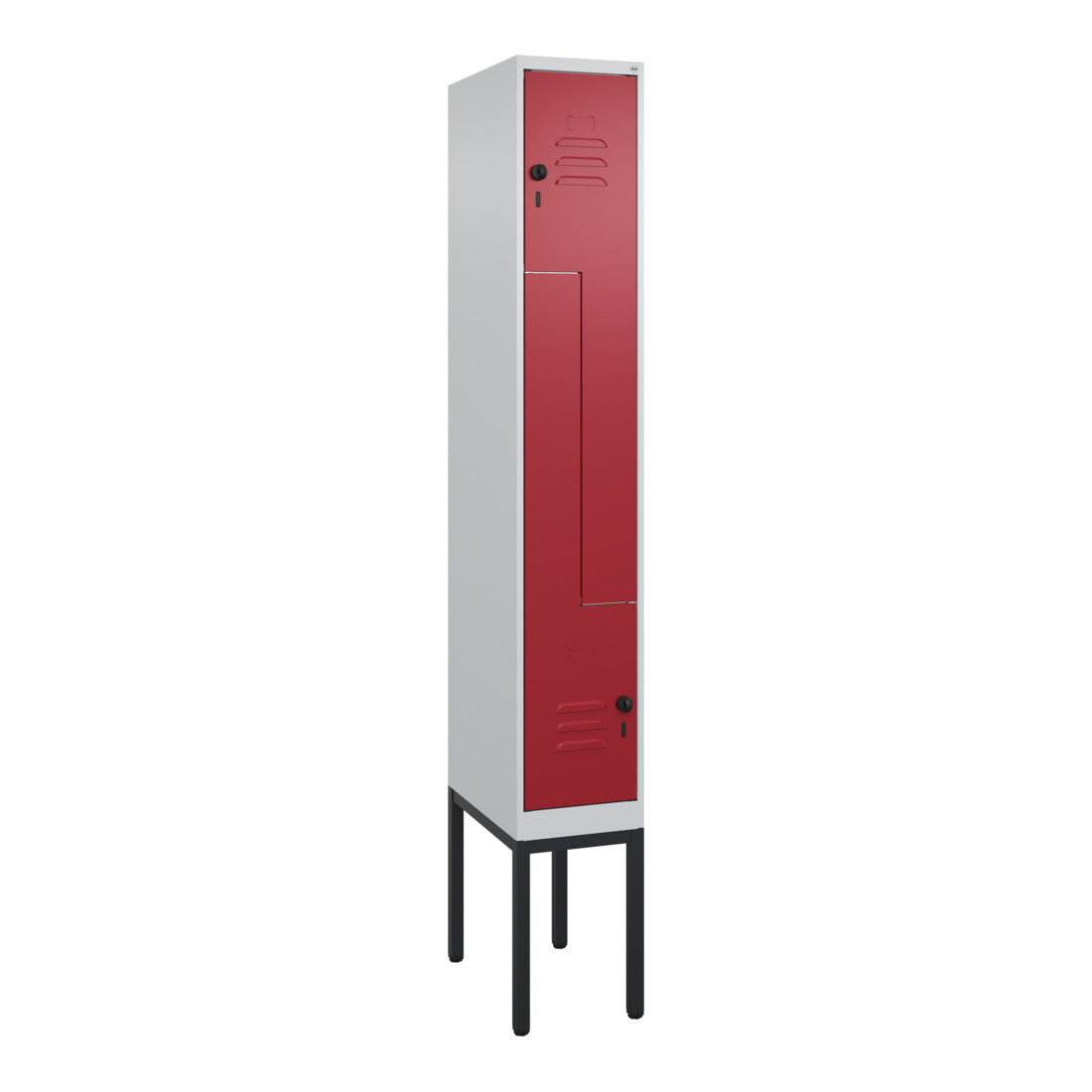 C+P Z-Spind Classic PLUS, Gestell, 2 Fächer, 2120x300x500mm, 7035/3003 Verschluss Sicherheits-Drehriegel