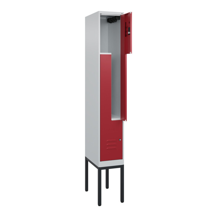 C+P Z-Spind Classic PLUS, Gestell, 2 Fächer, 2120x300x500mm, 7035/3003 Verschluss Zylinderschloss
