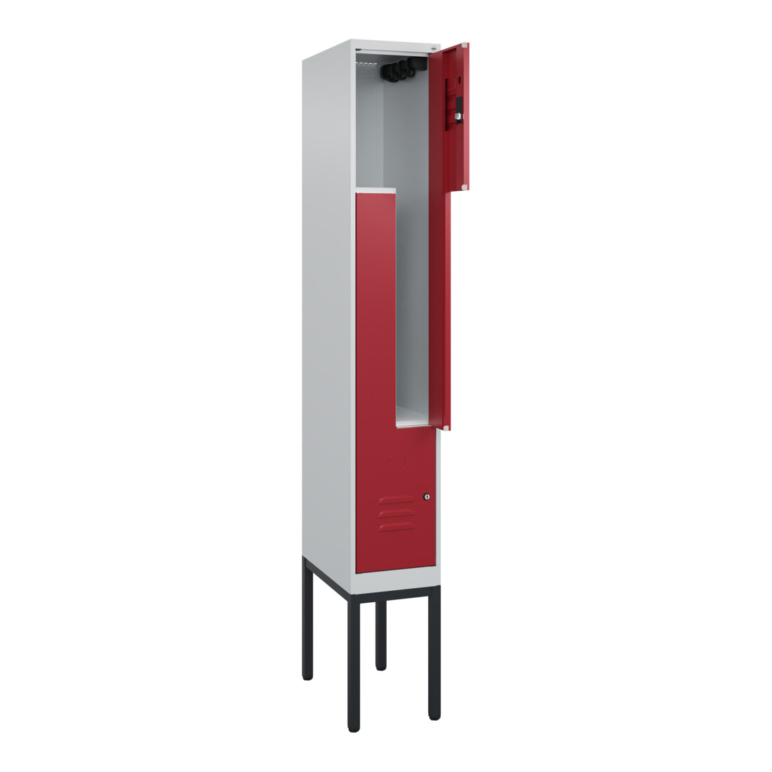 C+P Z-Spind Classic PLUS, Gestell, 2 Fächer, 2120x300x500mm, 7035/3003 Verschluss Zylinderschloss