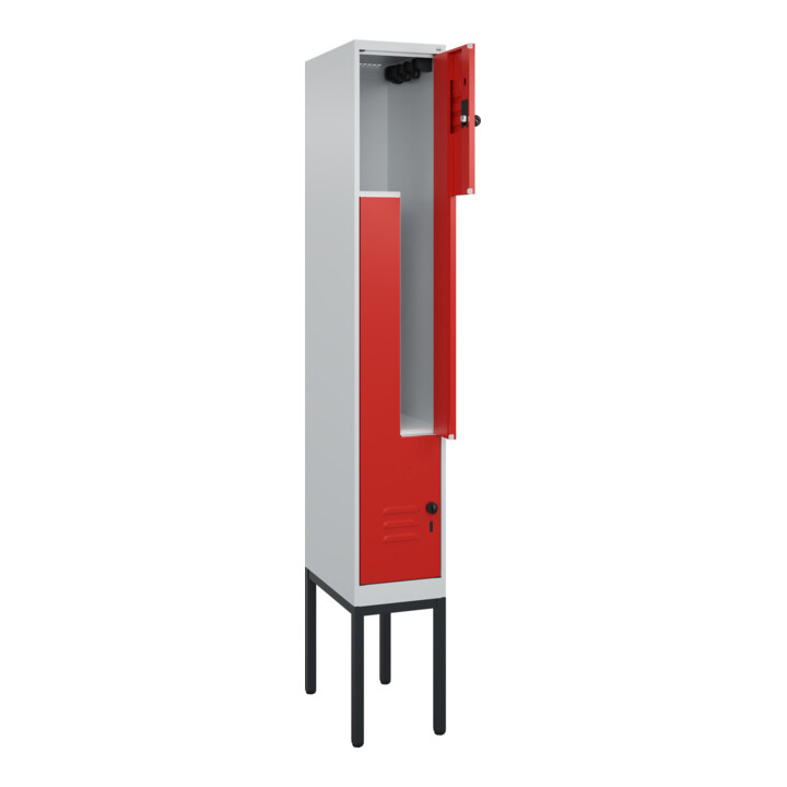 C+P Z-Spind Classic PLUS, Gestell, 2 Fächer, 2120x300x500mm, 7035/3020 Verschluss Sicherheits-Drehriegel