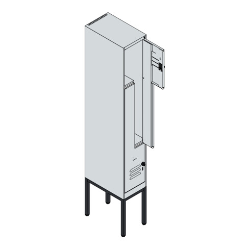 C+P Z-Spind Classic PLUS, Gestell, 2 Fächer, 2120x300x500mm, 7035/3020 Verschluss Sicherheits-Drehriegel