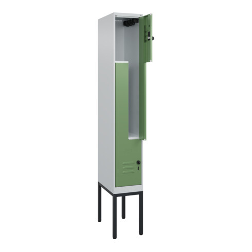 C+P Z-Spind Classic PLUS, Gestell, 2 Fächer, 2120x300x500mm, 7035/6011 Verschluss Sicherheits-Drehriegel
