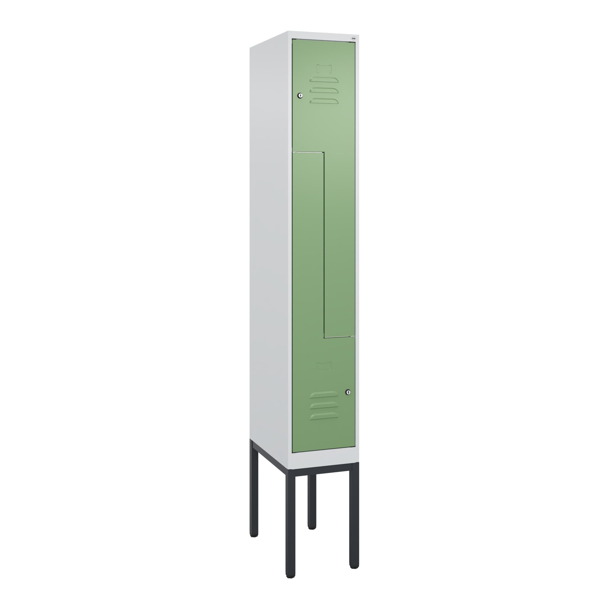 C+P Z-Spind Classic PLUS, Gestell, 2 Fächer, 2120x300x500mm, 7035/6011 Verschluss Zylinderschloss ; C + P Möbelsysteme