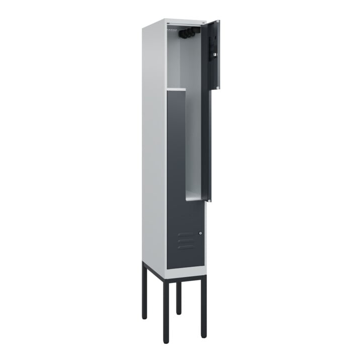 C+P Z-Spind Classic PLUS, Gestell, 2 Fächer, 2120x300x500mm, 7035/7016 Verschluss Zylinderschloss