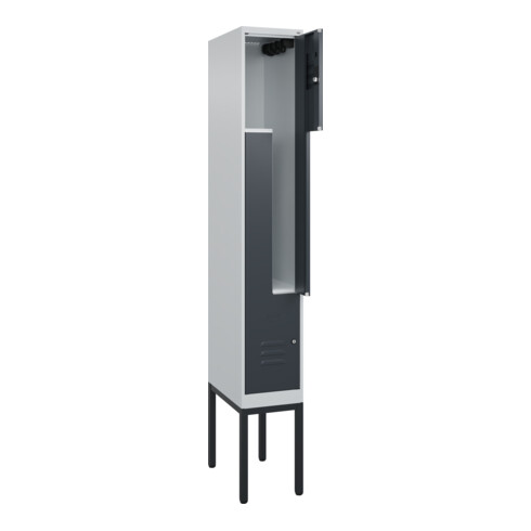 C+P Z-Spind Classic PLUS, Gestell, 2 Fächer, 2120x300x500mm, 7035/7016 Verschluss Zylinderschloss
