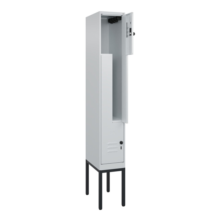 C+P Z-Spind Classic PLUS, Gestell, 2 Fächer, 2120x300x500mm, 7035/7035 Verschluss Sicherheits-Drehriegel