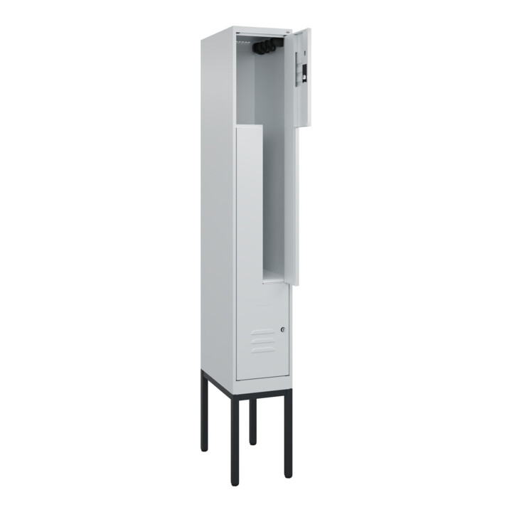 C+P Z-Spind Classic PLUS, Gestell, 2 Fächer, 2120x300x500mm, 7035/7035 Verschluss Zylinderschloss
