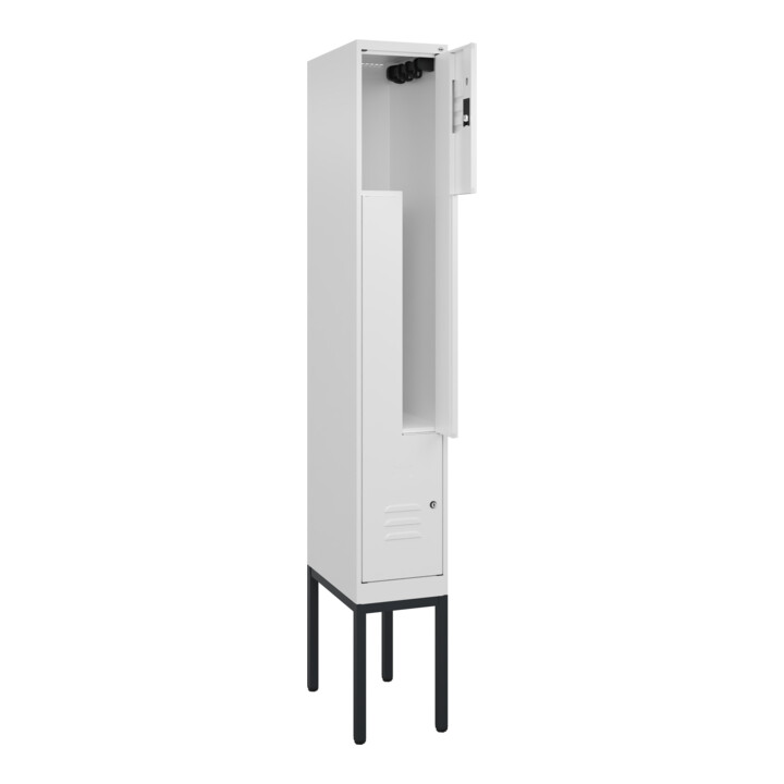 C+P Z-Spind Classic PLUS, Gestell, 2 Fächer, 2120x300x500mm, 9016/9016 Verschluss Zylinderschloss