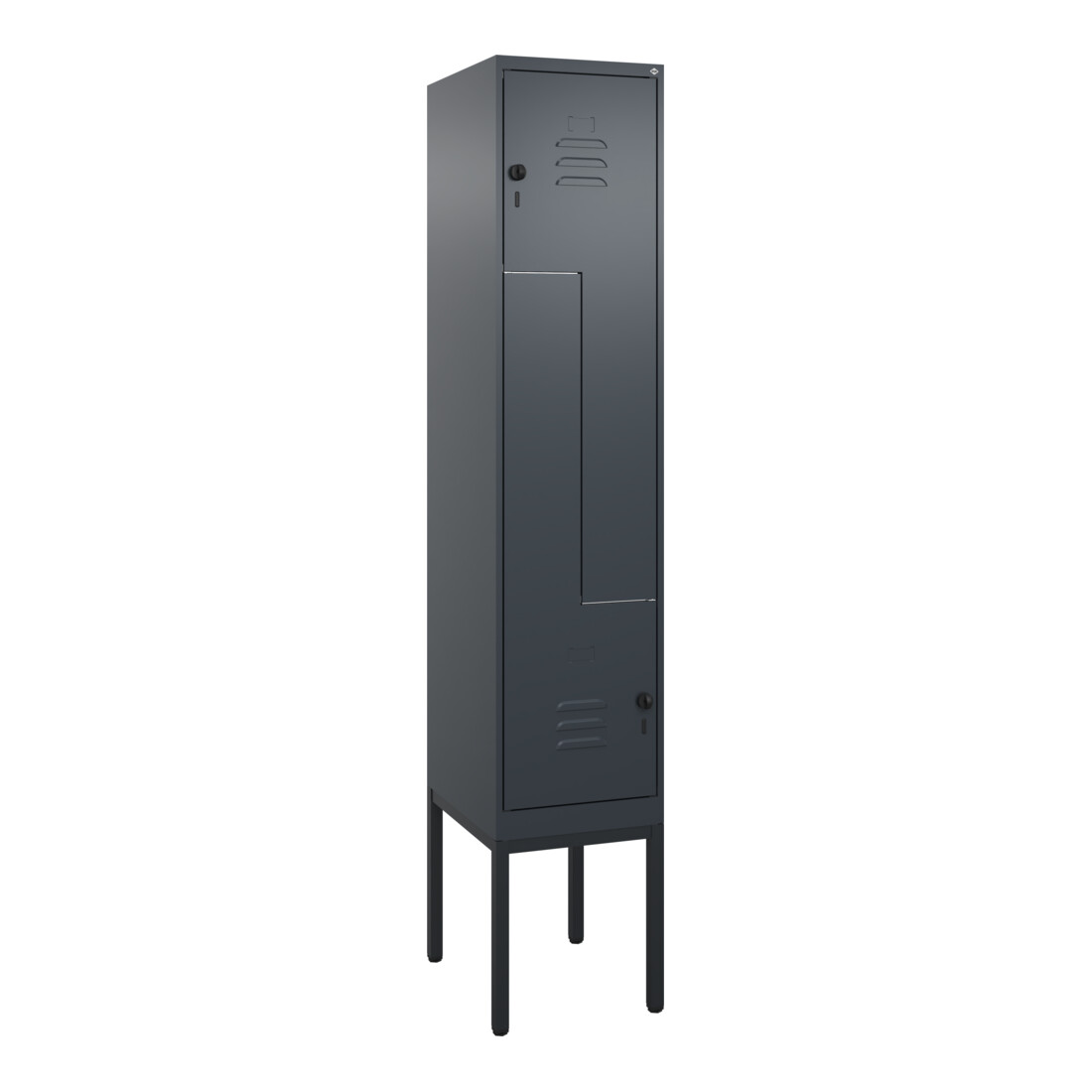 C+P Z-Spind Classic PLUS, Gestell, 2 Fächer, 2120x400x500mm, 7016/7016 Verschluss Sicherheits-Drehriegel