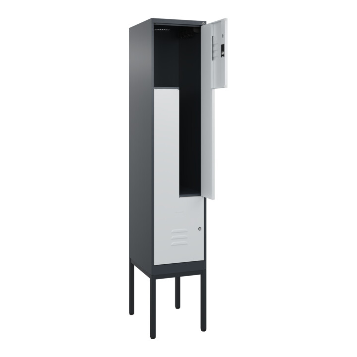 C+P Z-Spind Classic PLUS, Gestell, 2 Fächer, 2120x400x500mm, 7016/7035 Verschluss Zylinderschloss