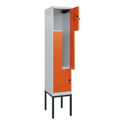 C+P Z-Spind Classic PLUS, Gestell, 2 Fächer, 2120x400x500mm, 7035/2004 Verschluss Sicherheits-Drehriegel