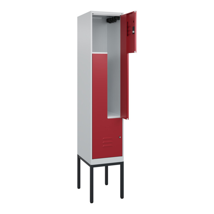 C+P Z-Spind Classic PLUS, Gestell, 2 Fächer, 2120x400x500mm, 7035/3003 Verschluss Zylinderschloss