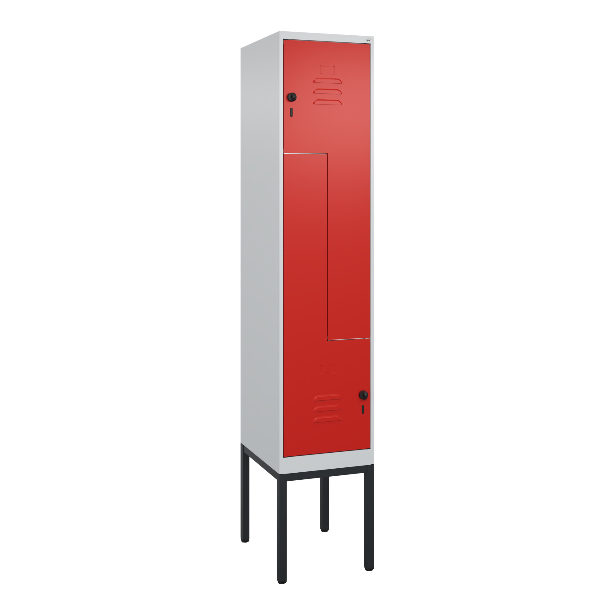 C+P Z-Spind Classic PLUS, Gestell, 2 Fächer, 2120x400x500mm, 7035/3020 Verschluss Sicherheits-Drehriegel ; C + P Möbelsysteme