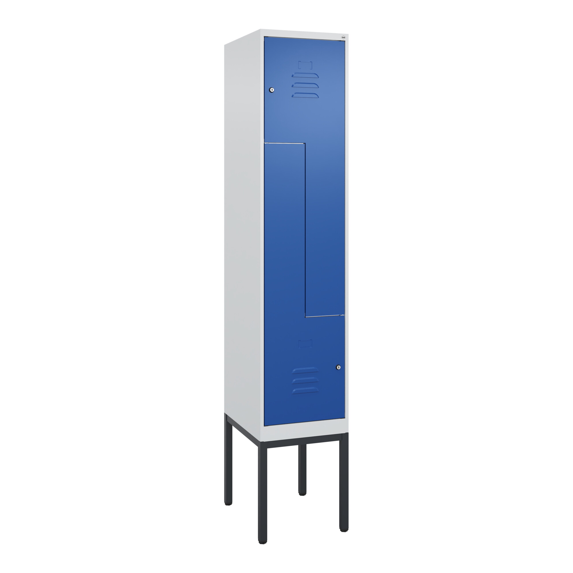 C+P Z-Spind Classic PLUS, Gestell, 2 Fächer, 2120x400x500mm, 7035/5010 Verschluss Zylinderschloss ; C + P Möbelsysteme
