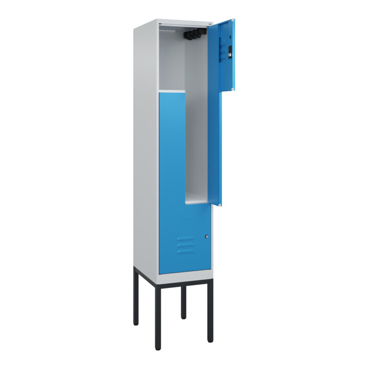 C+P Z-Spind Classic PLUS, Gestell, 2 Fächer, 2120x400x500mm, 7035/5012 Verschluss Zylinderschloss