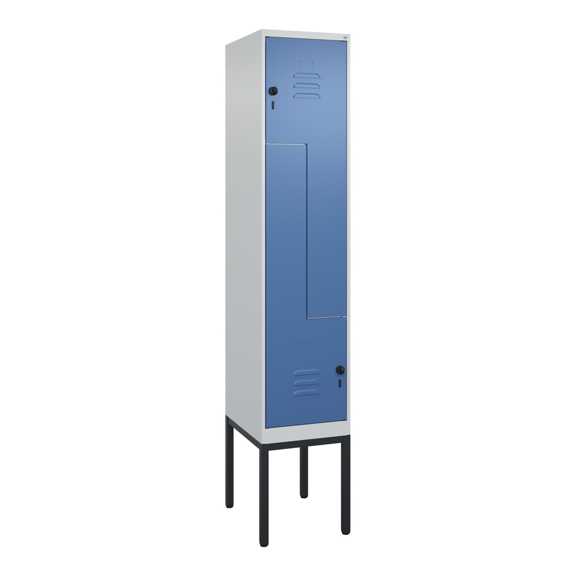 C+P Z-Spind Classic PLUS, Gestell, 2 Fächer, 2120x400x500mm, 7035/5023 Verschluss Sicherheits-Drehriegel ; C + P Möbelsysteme