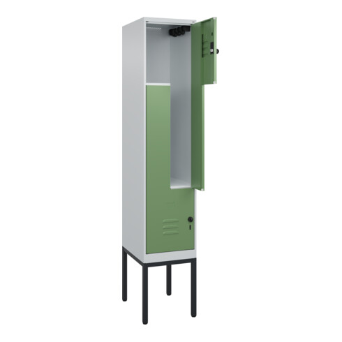 C+P Z-Spind Classic PLUS, Gestell, 2 Fächer, 2120x400x500mm, 7035/6011 Verschluss Sicherheits-Drehriegel