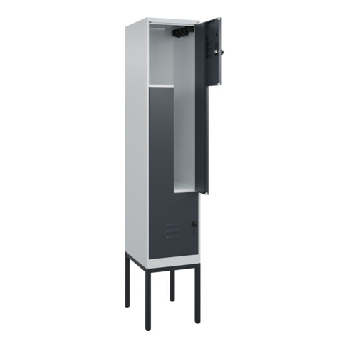 C+P Z-Spind Classic PLUS, Gestell, 2 Fächer, 2120x400x500mm, 7035/7016 Verschluss Sicherheits-Drehriegel