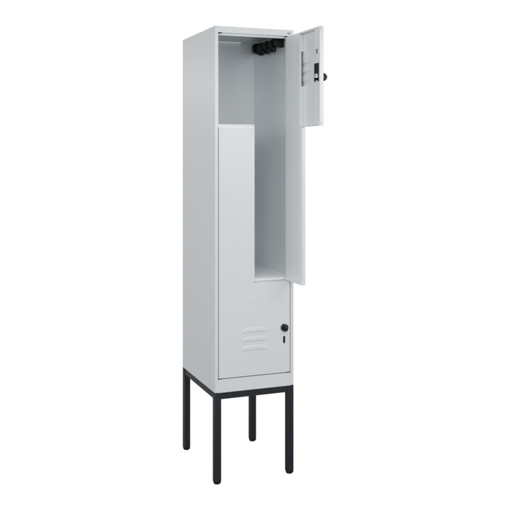 C+P Z-Spind Classic PLUS, Gestell, 2 Fächer, 2120x400x500mm, 7035/7035 Verschluss Sicherheits-Drehriegel