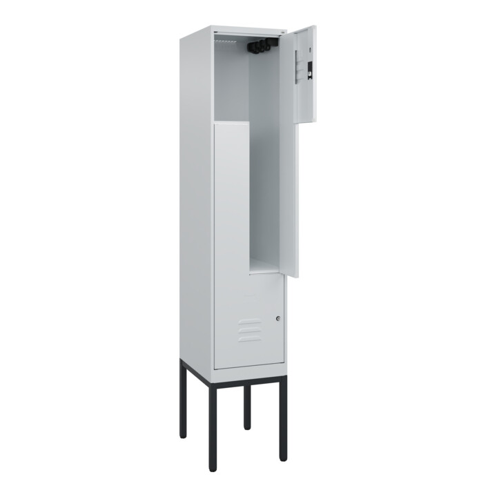C+P Z-Spind Classic PLUS, Gestell, 2 Fächer, 2120x400x500mm, 7035/7035 Verschluss Zylinderschloss