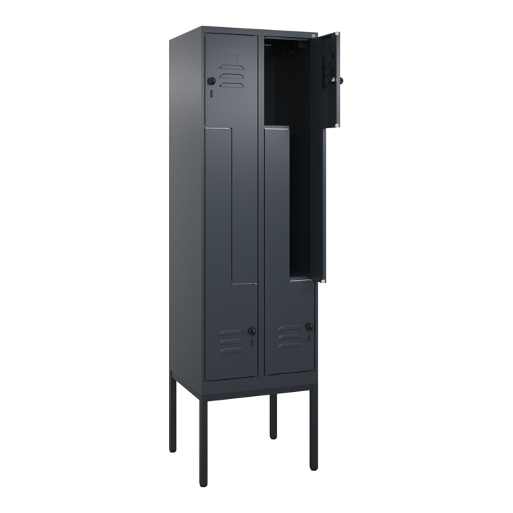 C+P Z-Spind Classic PLUS, Gestell, 4 Fächer, 2120x600x500mm, 7016/7016 Verschluss Sicherheits-Drehriegel